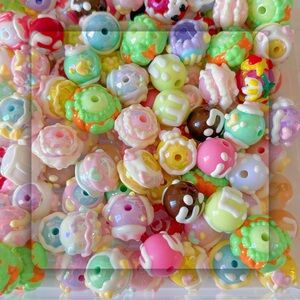 20pcs-Hand painted beads-kawaii beads-or beads